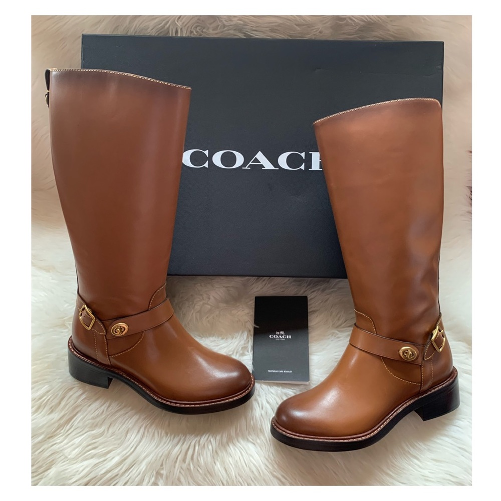 New! COACH Sutton Leather Charm Riding Boots - Picture 2 of 12